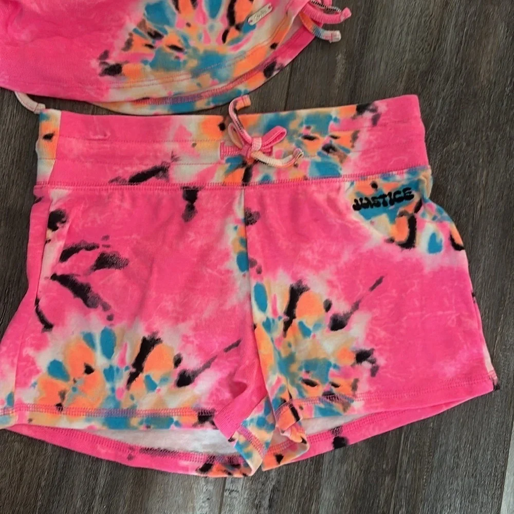 Justice Tie Dye Girls Shorts Set Size Medium 10 NEW